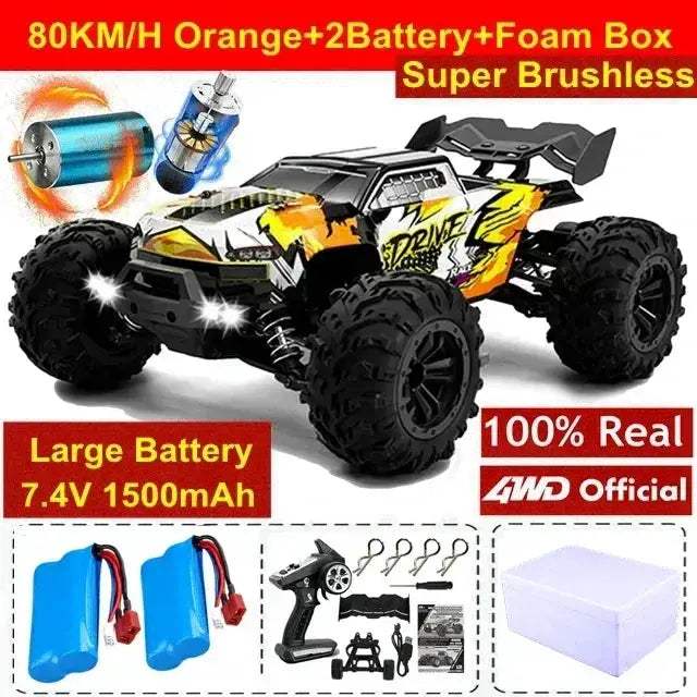 Brushless RC Drift Car 80kmh 4WD With LED Lights Fast - Image 14
