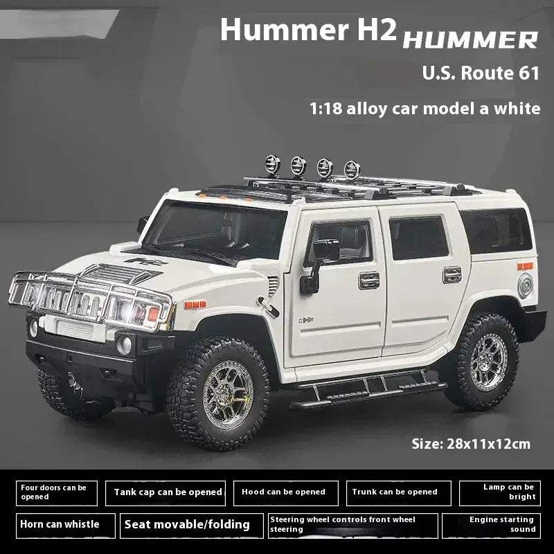 1:18 Scale Diecast Alloy Hummer H2 Off Road Car Pull Back With Sound And Light - Image 7