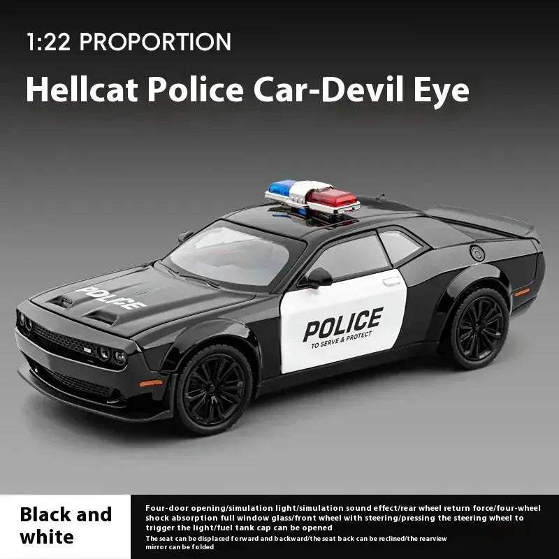 1:22 Diecast Alloy Dodge Challenger Redeye Hellcat Police Car With Sound Light - Image 7