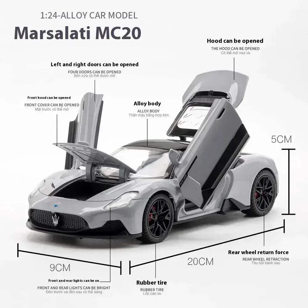 1:22 Scale Maserati MC20 Diecast Metal Model With Sound And Light - Image 2