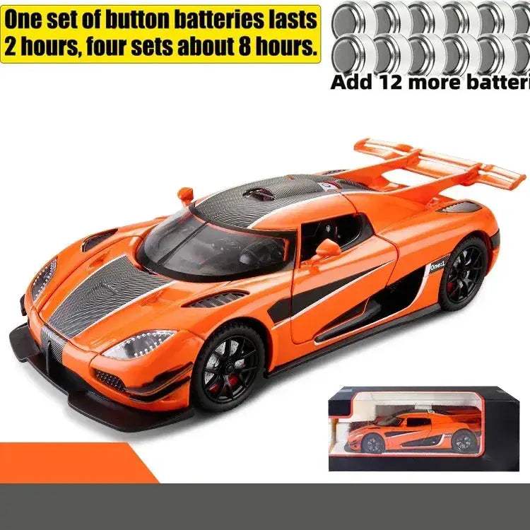 1:24 Diecast Alloy Supercar With Sound And Light Pull Back - Image 12