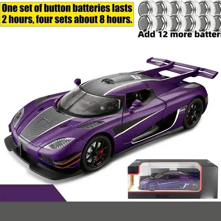1:24 Diecast Alloy Supercar With Sound And Light Pull Back - Image 8