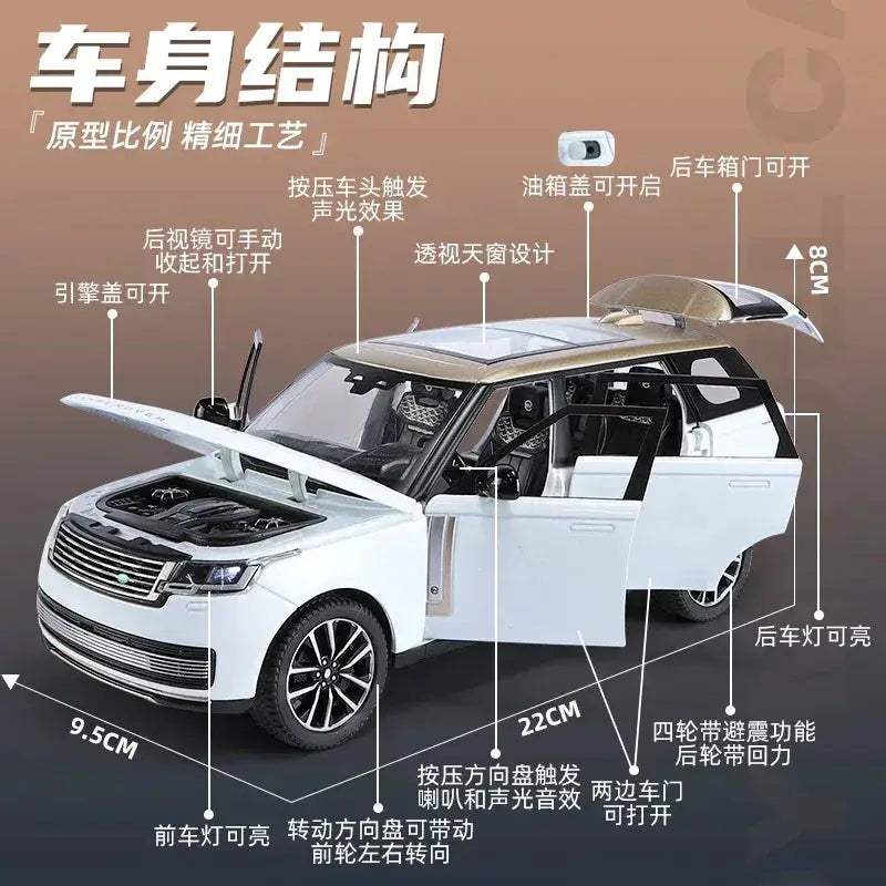 1 24 Scale Land Rover Range Rover SV2022 Diecast Metal Car With Sound And Light - Image 2