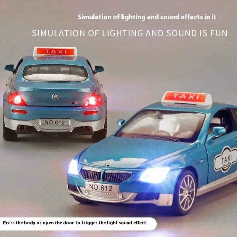 1:32 BMW M6 Taxi Diecast Car With Pull Back Action For Collectors - Image 3