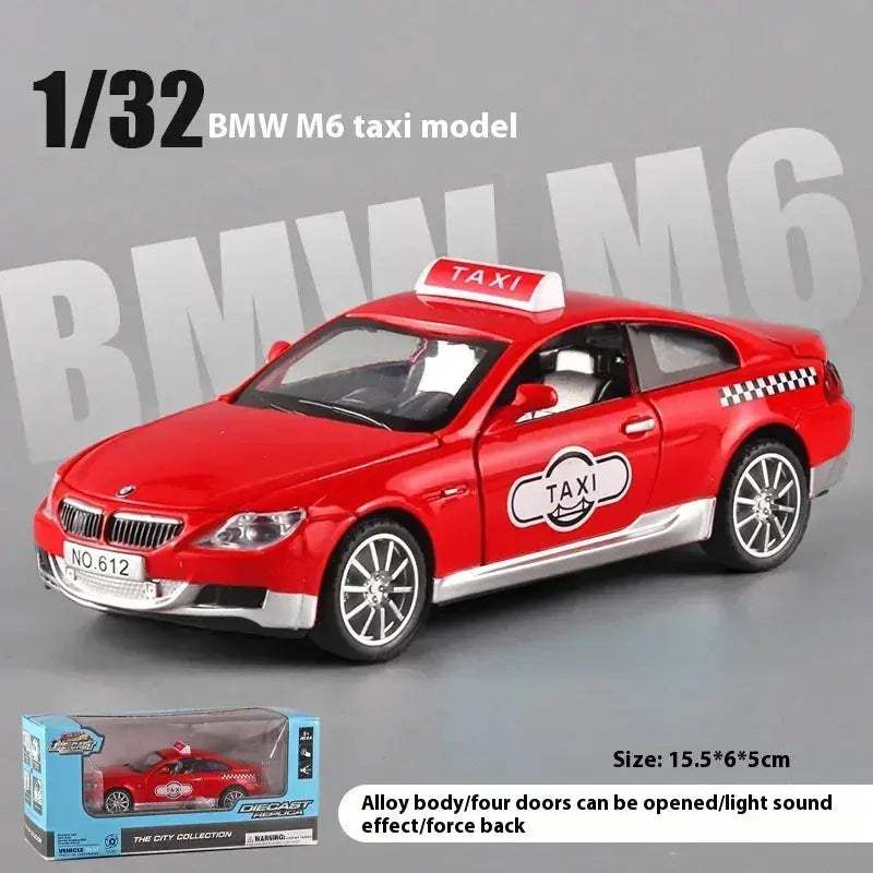 1:32 BMW M6 Taxi Diecast Car With Pull Back Action For Collectors - Image 5