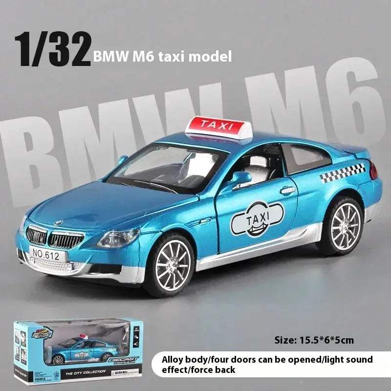 1:32 BMW M6 Taxi Diecast Car With Pull Back Action For Collectors - Image 8