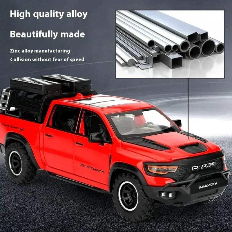 1:32 Dodge RAM Mammoth Diecast Metal Off Road Vehicle Pull Back Sound - Image 3