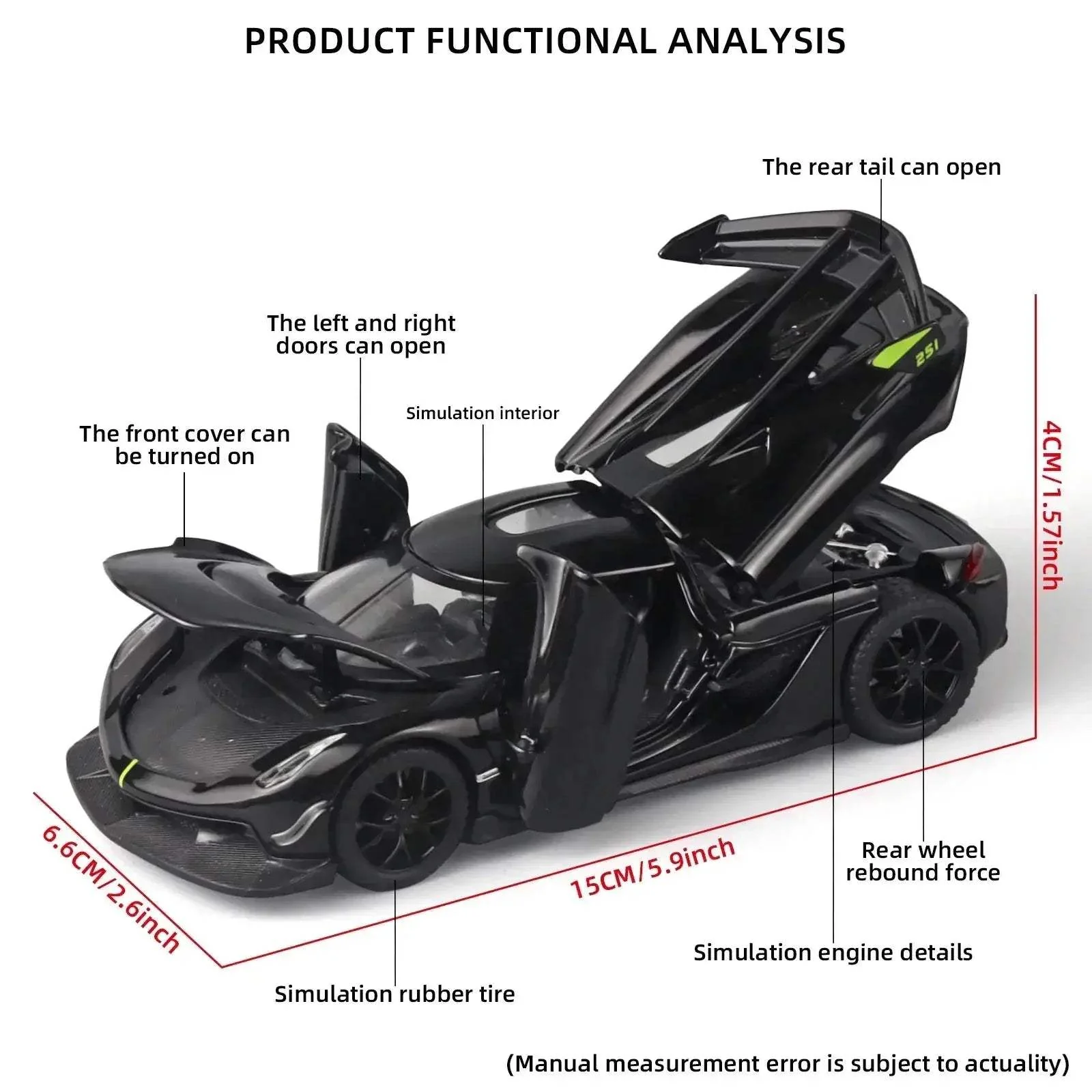 1:32 Jesko Diecast Alloy Model Car For Display Collectible Ornament - Image 3