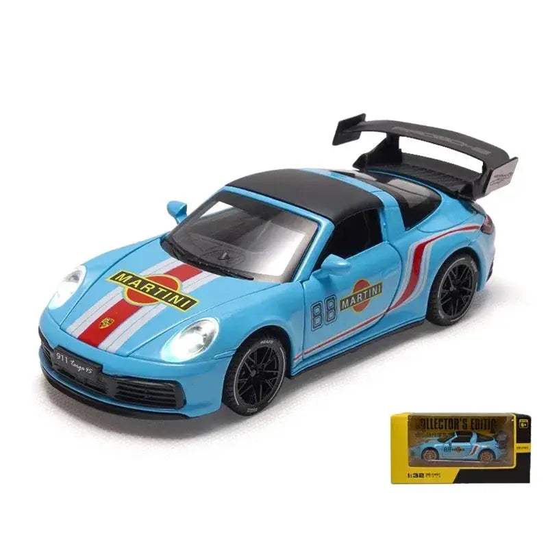 1:32 Porsche 911 Targa 4S Martini Racing Diecast Metal Model Car Pull Back - Image 14