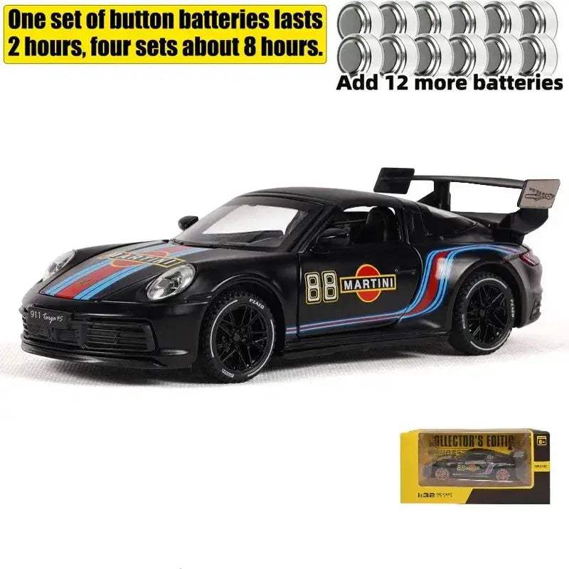 1:32 Porsche 911 Targa 4S Martini Racing Diecast Metal Model Car Pull Back - Image 15