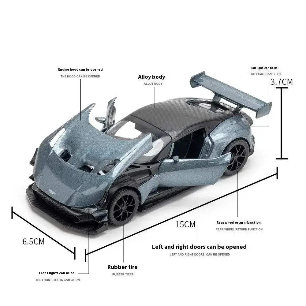 1:32 Scale Aston Martin Vulcan Diecast Metal Model Car With Sound and Light - Image 3