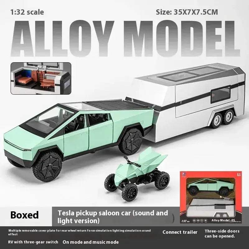 1 32 Scale Diecast Alloy Metal Cybertruck Off Road SUV With Sound And Light Toy - Image 7