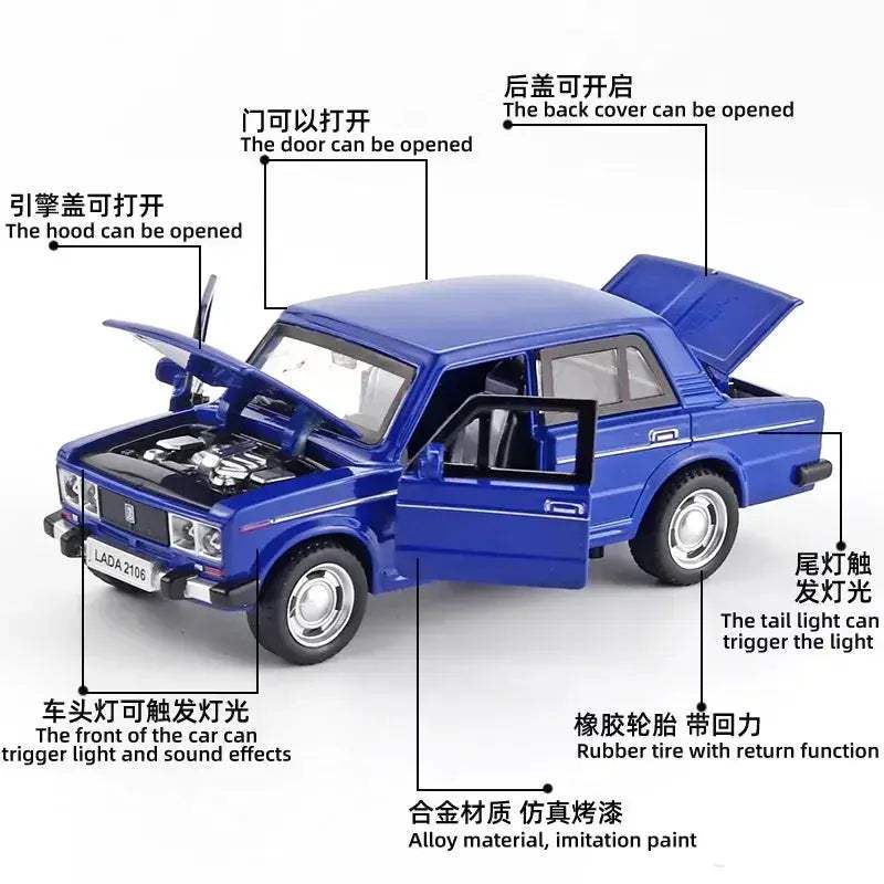 1/32 Scale LADA 2106 Diecast Car With Sound And Light For Collectors - Image 3