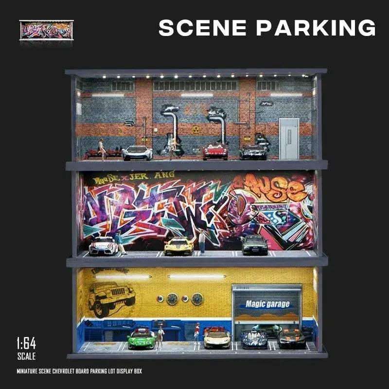 1/64 Garage Diorama With Lighting For Model Scenery