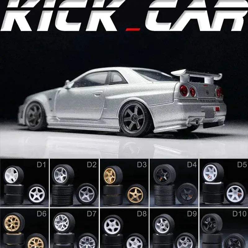 1/64 Scale Model Car Wheels With Rubber Tires Detail Up - Image 2