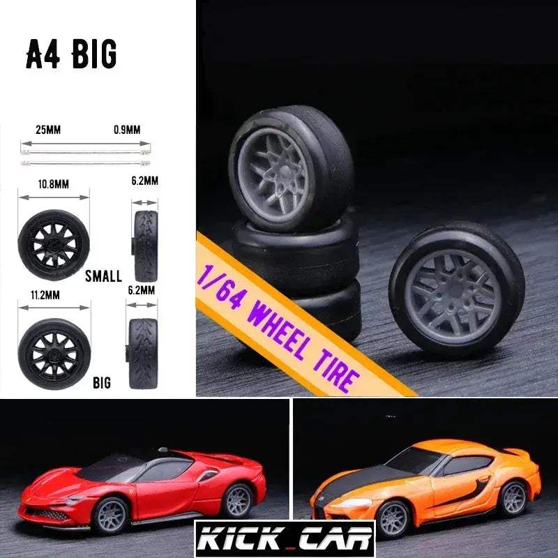1/64 Scale Model Car Wheels With Rubber Tires Detail Up - Image 30