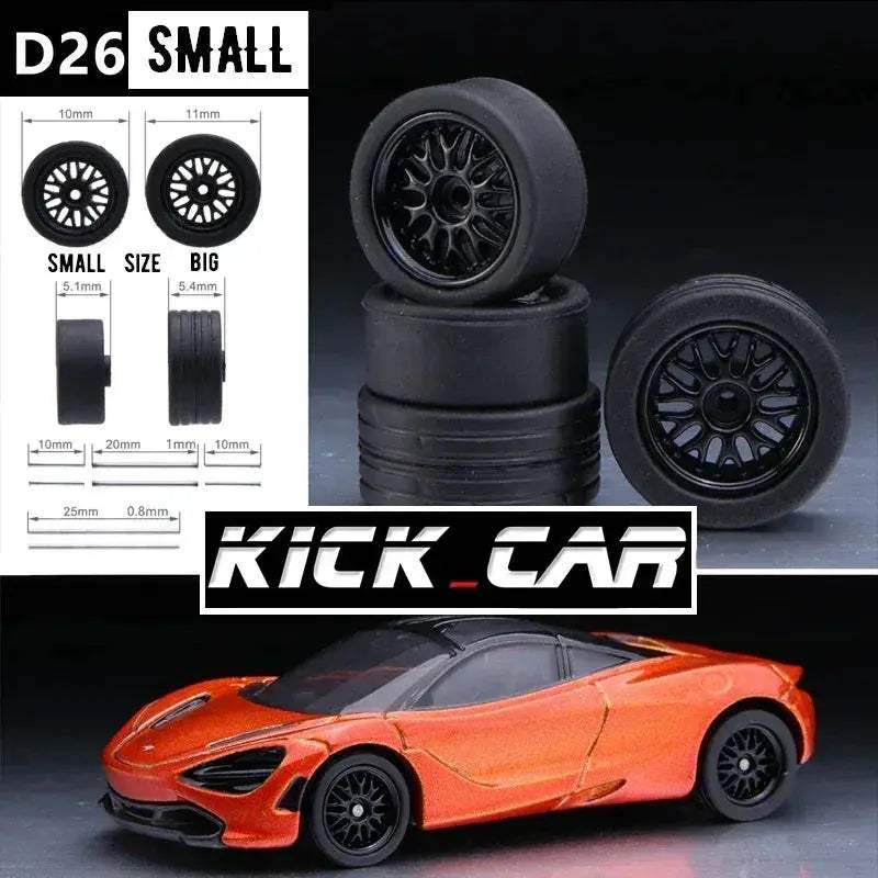 1/64 Scale Model Car Wheels With Rubber Tires Detail Up - Image 6