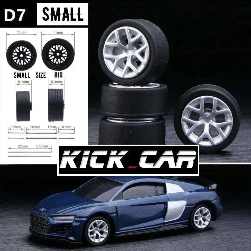 1/64 Scale Model Car Wheels With Rubber Tires Detail Up - Image 8