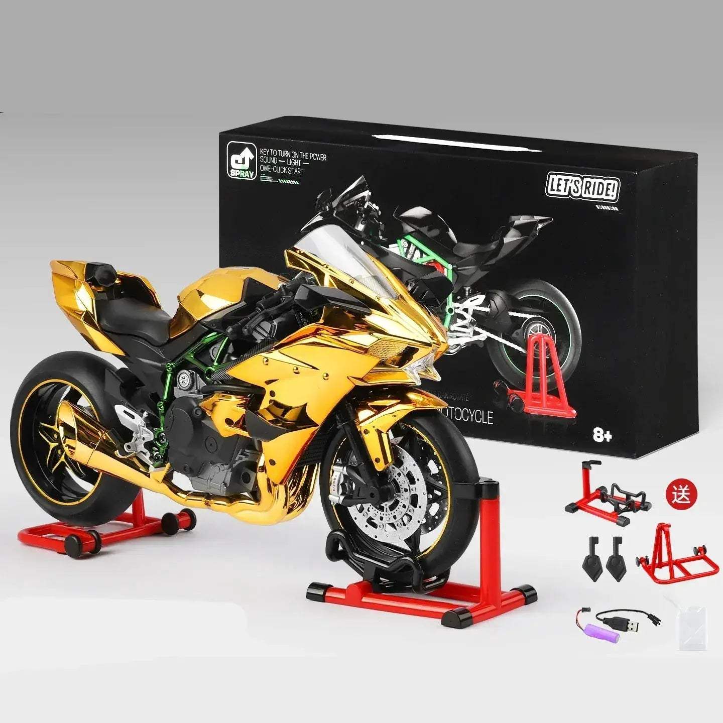 1:9 Diecast Racing Motorcycle Model With Sound And Light - Image 12