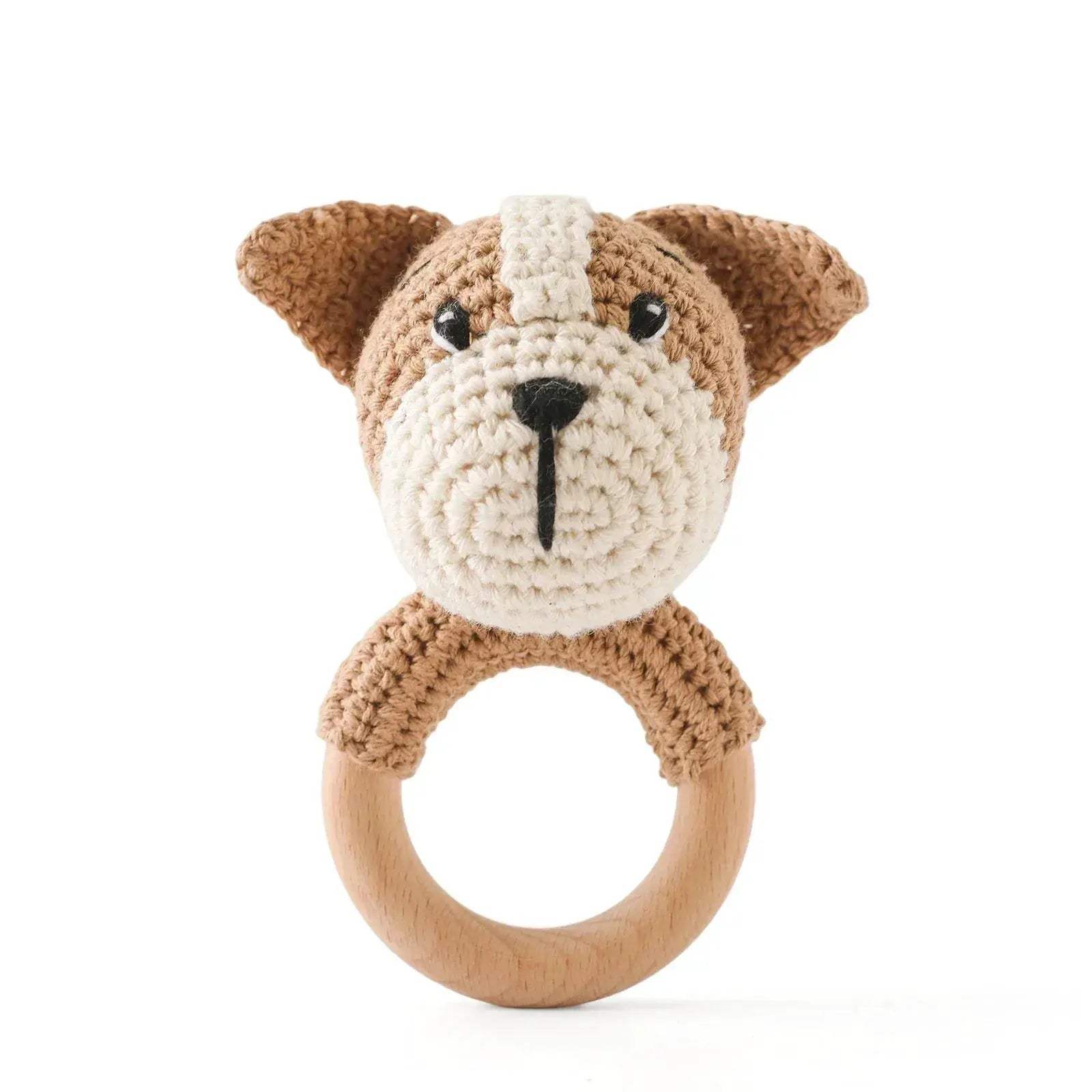 1 Piece Wooden Teether Rattle Toy With Crochet Amigurumi Animal For Newborn Unisex BPA Free - Image 12