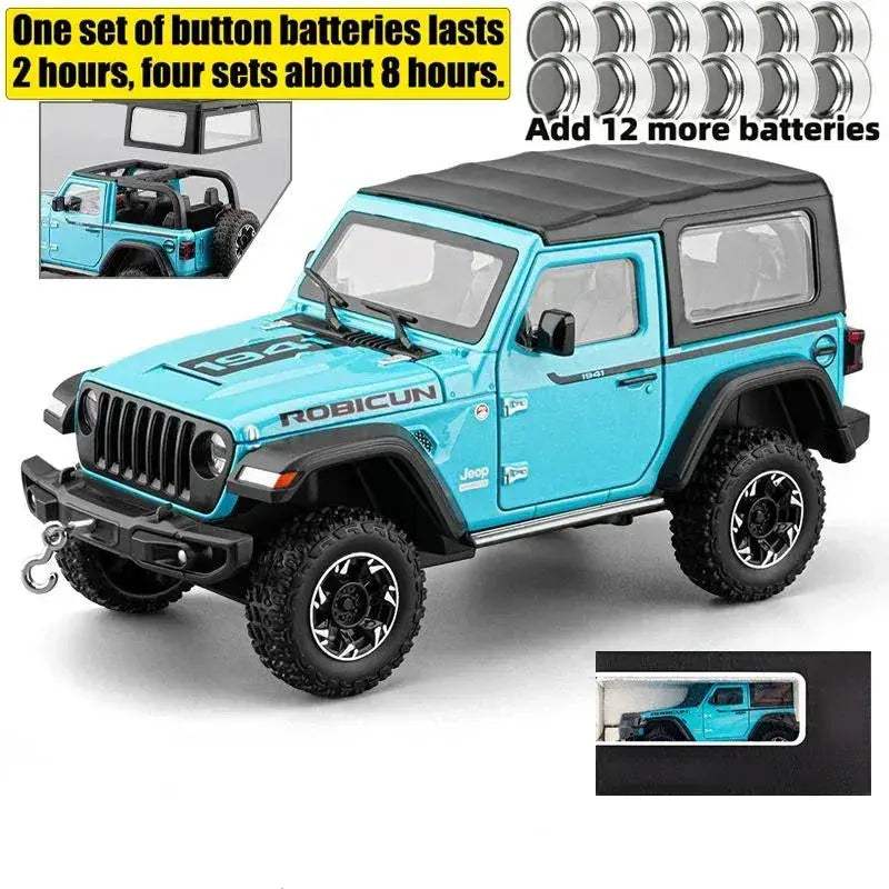 1 To 24 Diecast Jeep Wrangler Rubicon Off Road SUV With Sound Light Pull Back - Image 10