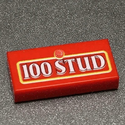 100 Stud Custom Printed 1x2 Tile made using LEGO part - B3 Customs