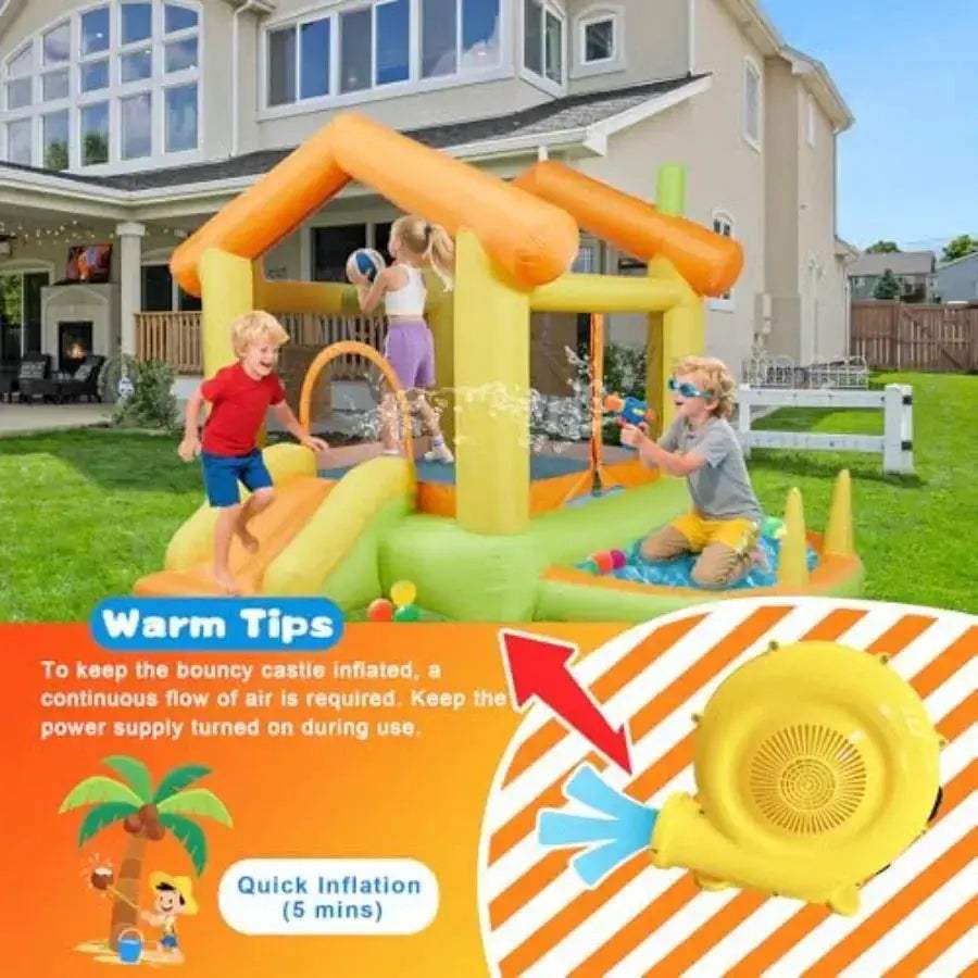 10Ft Inflatable Bounce House With Slide For Indoor Outdoor Fun - Image 4