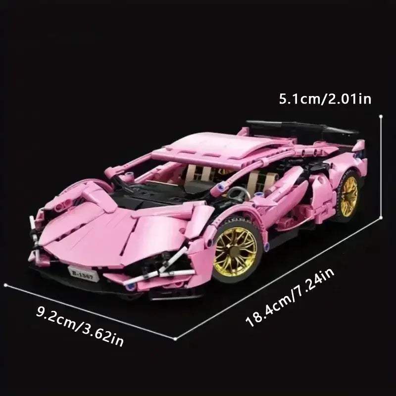 Pink 1234-Piece Racing Car Building Blocks Set Premium ABS Gift - Image 4