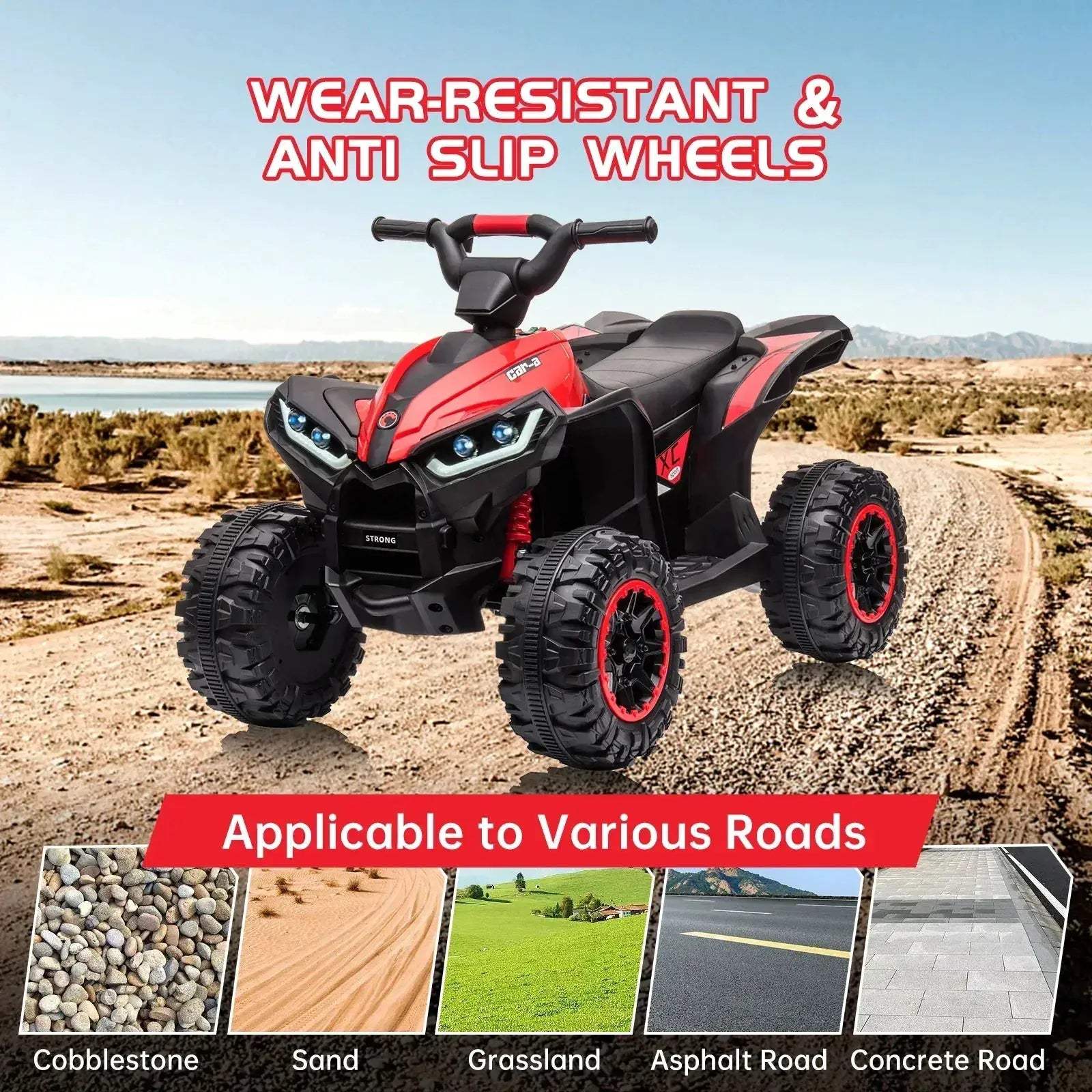 12V Kids Ride On ATV Quad Vehicle With LED Spotlight - Image 2