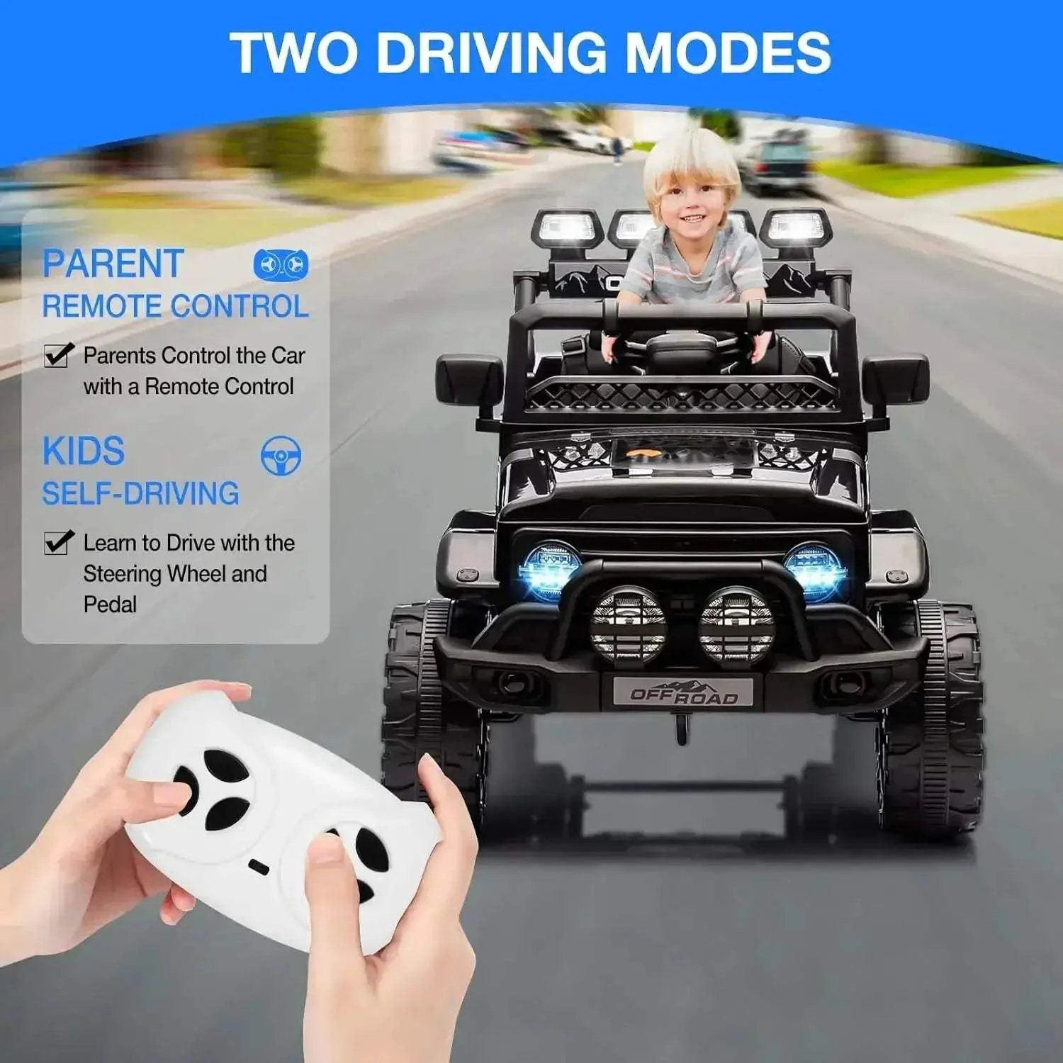12V Kids Ride On Truck With Remote Control LED Lights - Image 3