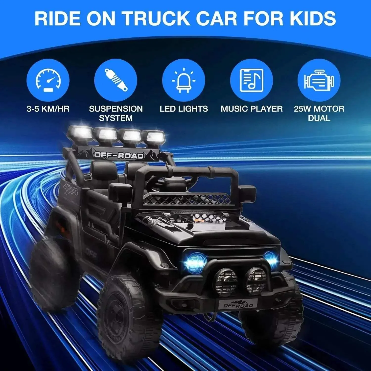 12V Kids Ride On Truck With Remote Control LED Lights - Image 5