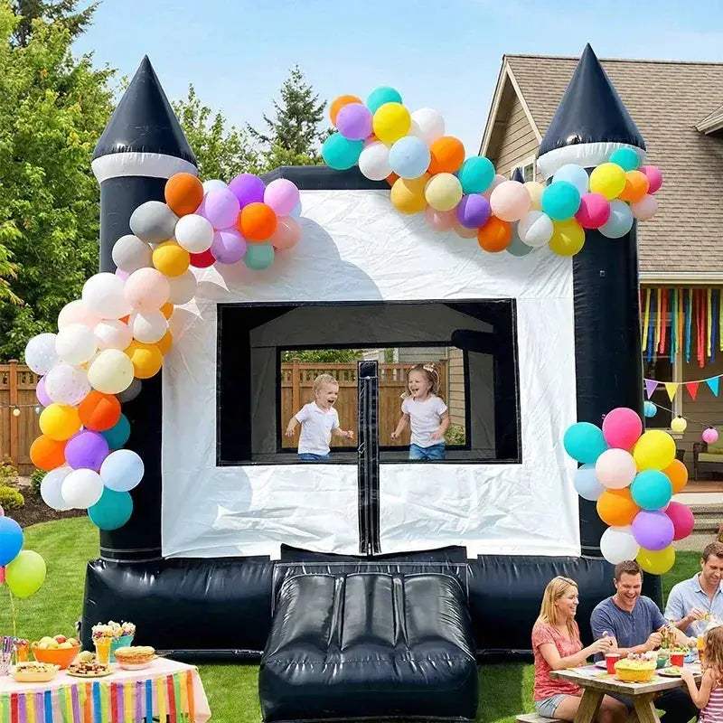 Commercial Black And White Inflatable Bounce House 13x10ft For Parties - Image 3