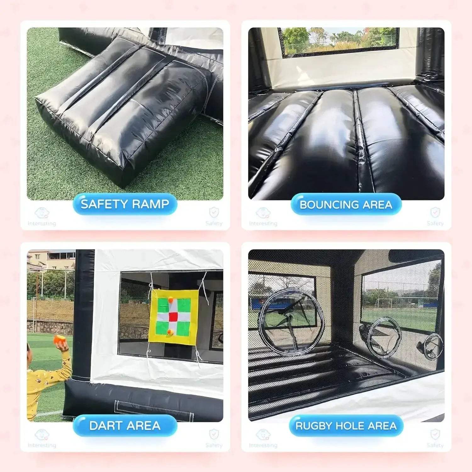 Commercial Black And White Inflatable Bounce House 13x10ft For Parties - Image 6