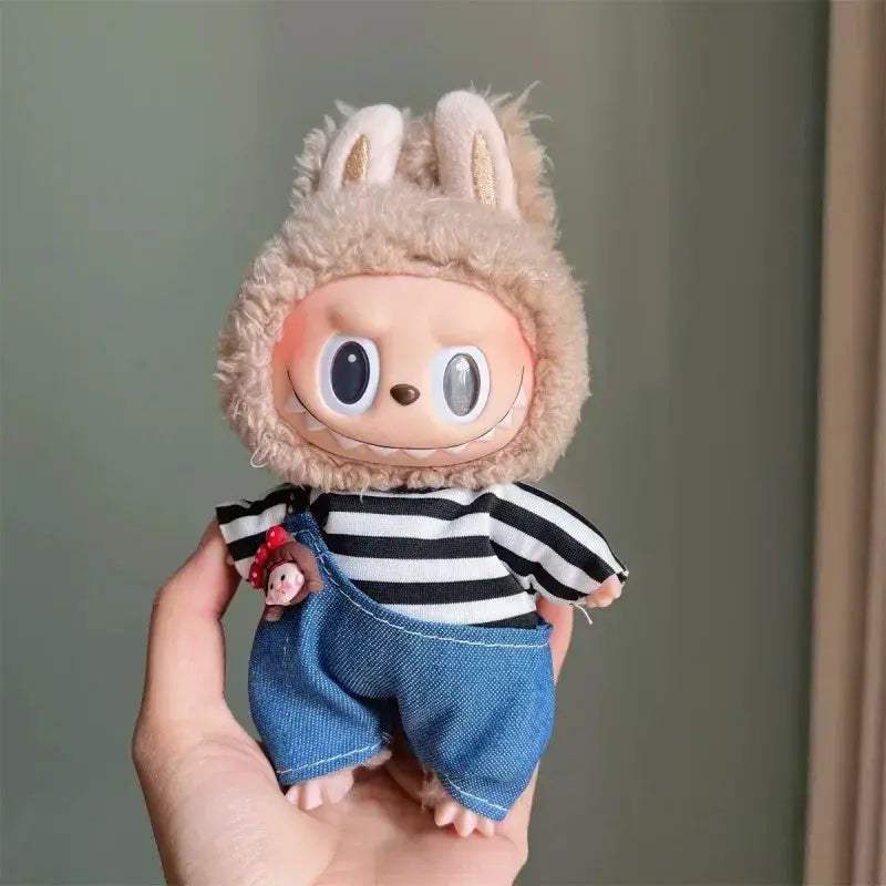 17cm Labubu Plush Doll Clothes Overalls Set Gift Deluxe - Image 4