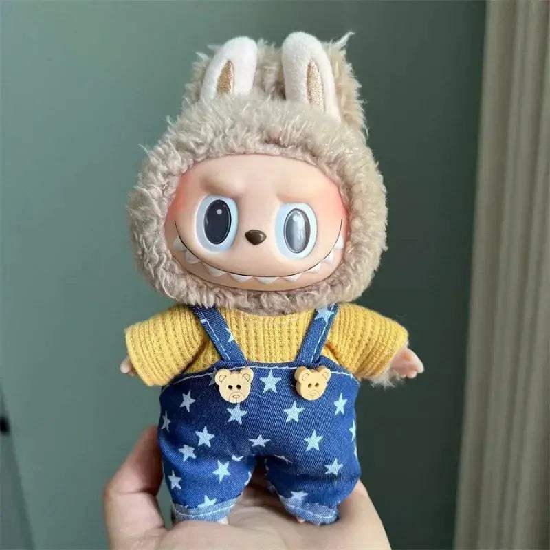 17cm Labubu Plush Doll Clothes Overalls Set Gift Deluxe - Image 5
