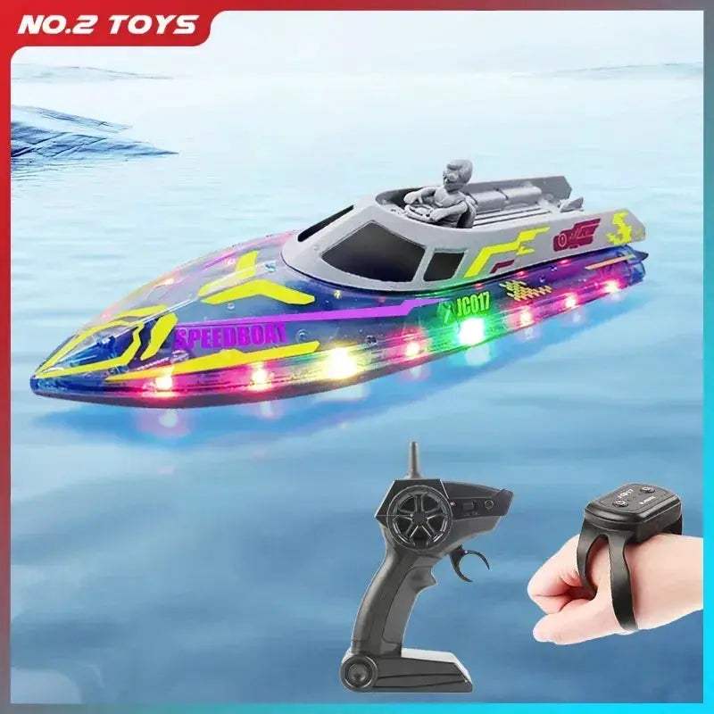 2.4G RC Speedboat With Bright LED Lights For Kids Enjoy