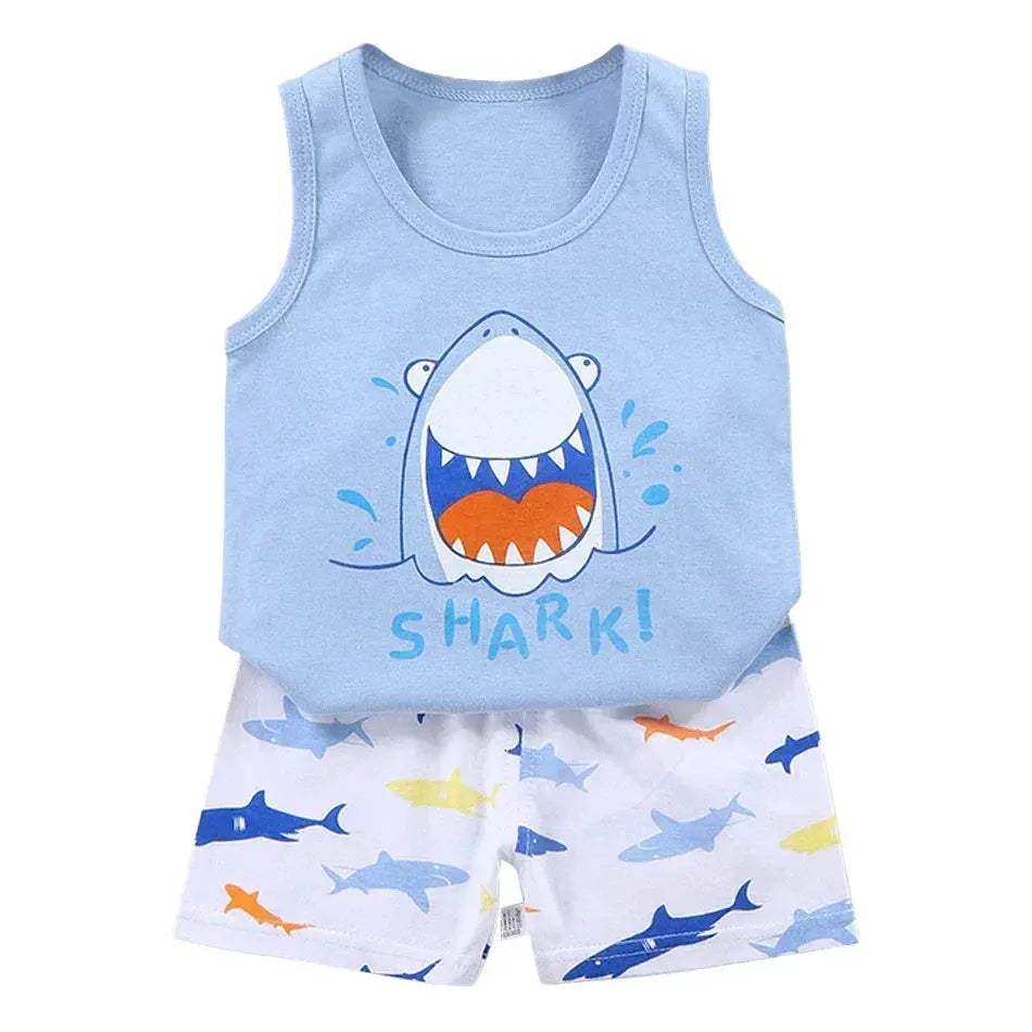 2 Pcs Summer Children's Animal Cartoon Print Vest Sets Girls Clothes Baby Korean Thin Boys Kids Sleeveless Casual Clothing Sets - Image 10