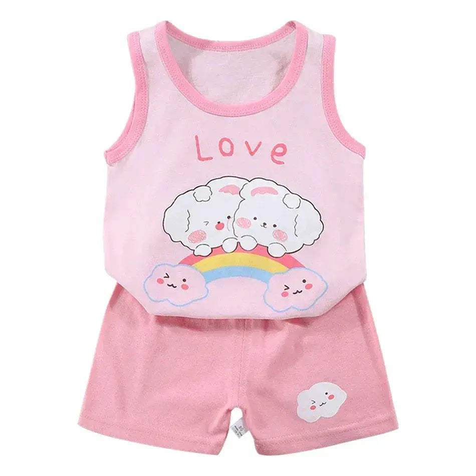 2 Pcs Summer Children's Animal Cartoon Print Vest Sets Girls Clothes Baby Korean Thin Boys Kids Sleeveless Casual Clothing Sets - Image 14