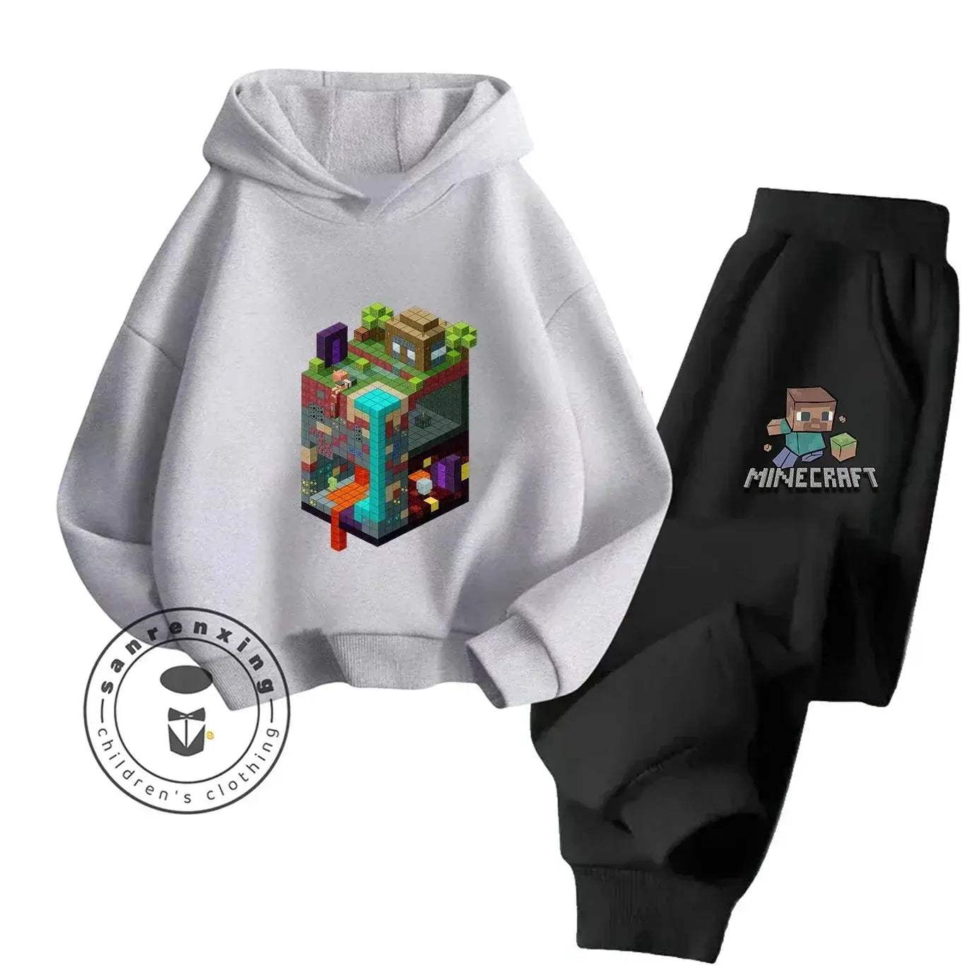 2025 New Fashion Minecraft Cartoon Printed Hoodie Set For Children Teenagers Boys Girls Casual Hot Sale Autumn Winter - Image 15