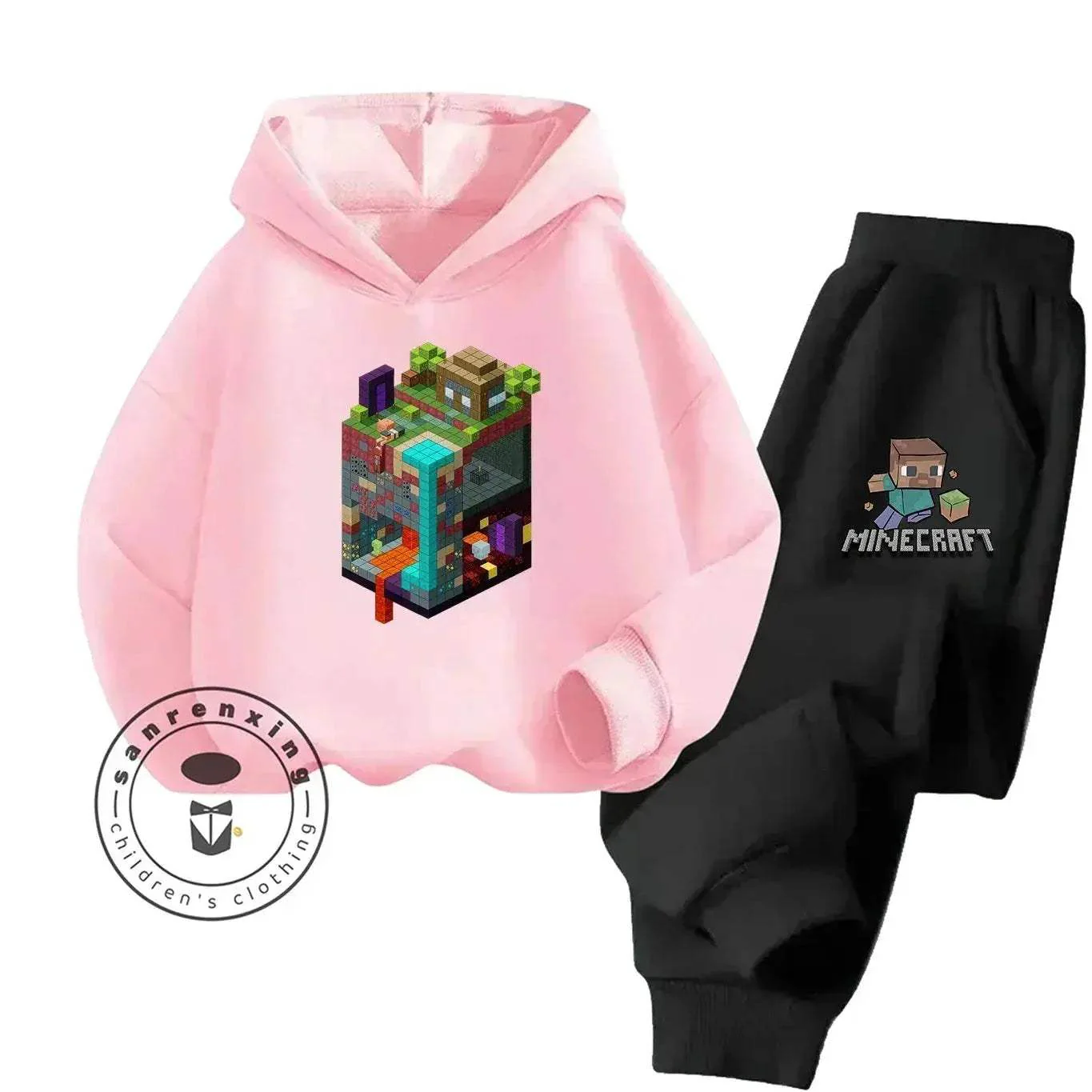 2025 New Fashion Minecraft Cartoon Printed Hoodie Set For Children Teenagers Boys Girls Casual Hot Sale Autumn Winter - Image 26