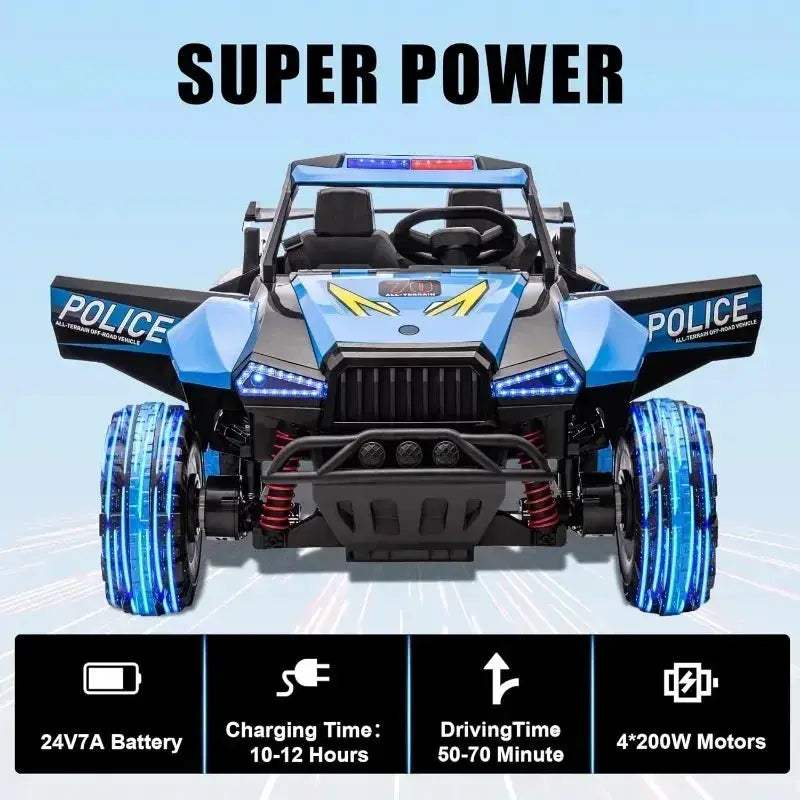 24V Police Ride On Car With Remote Control Smooth Ride - Image 3