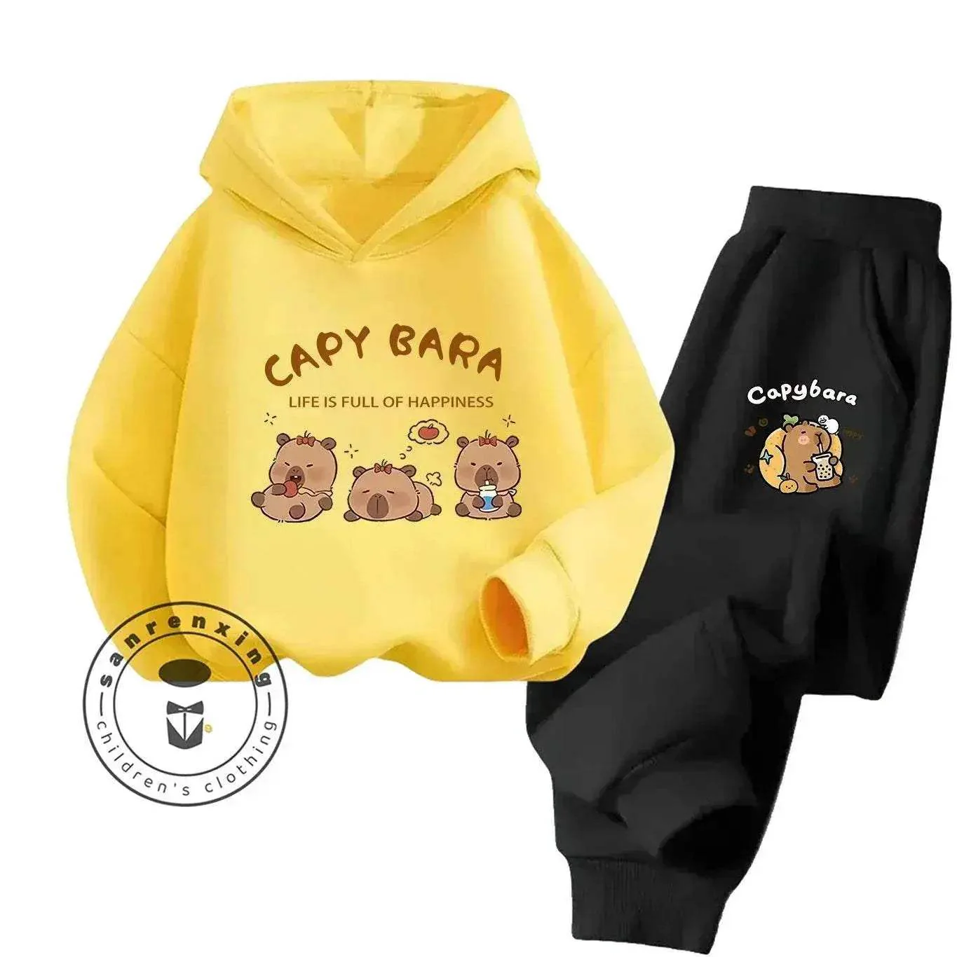 2D Capybara 2025 New Hoodie Set Print Fashion Casual Kids Teens Boys Girls Hot Sale Autumn Winter - Image 3