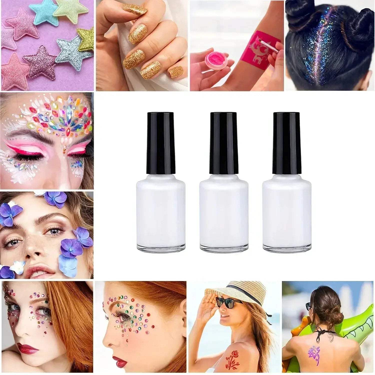 3-Pack Liquid Body Paint Glue Waterproof Glitter Primer For Tattoos