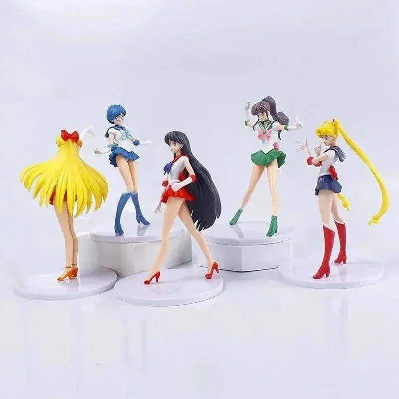 5pc Sailor Moon Anime Figures, Minako Aino, Rei Hino, Ami Mizuno, Usagi Tsukino, Makoto Kino Anime Figurine 7 in - Image 2