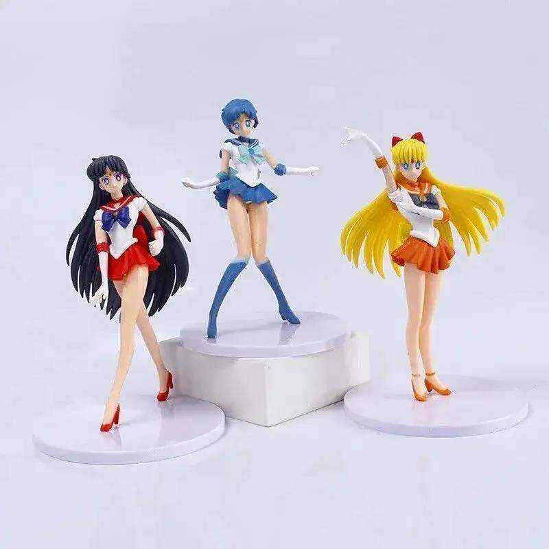 5pc Sailor Moon Anime Figures, Minako Aino, Rei Hino, Ami Mizuno, Usagi Tsukino, Makoto Kino Anime Figurine 7 in - Image 3