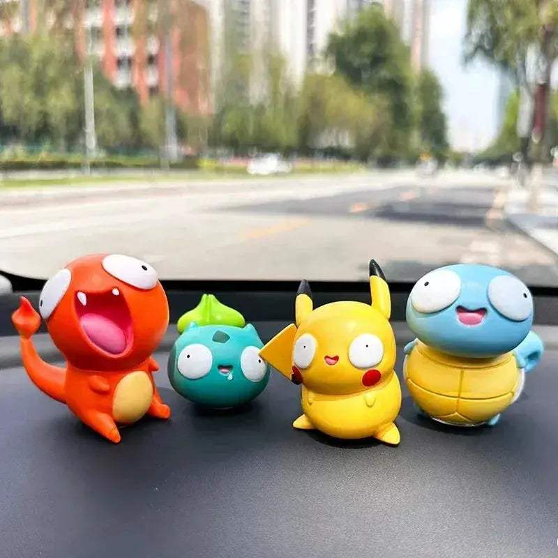 8 PCS Silly Pokemon Mini Figurine Set, Pikachu Bulbasaur Charmander Squirtle Cute PVC Action Figures - Image 3