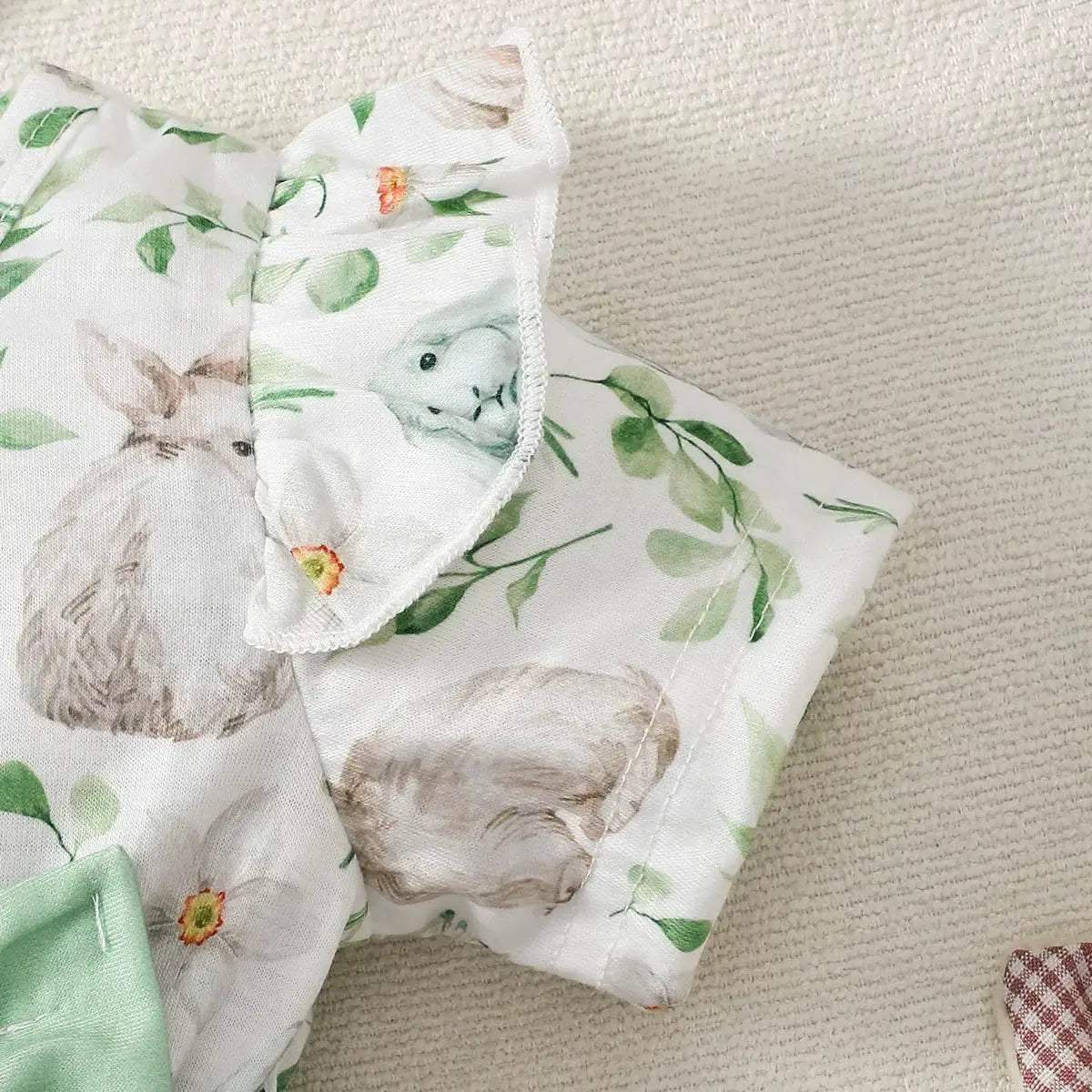 Adorable Baby Girl Dress With Bunny Plant Print Bow For 0 To 2 Year Olds Summer Wear - Image 5