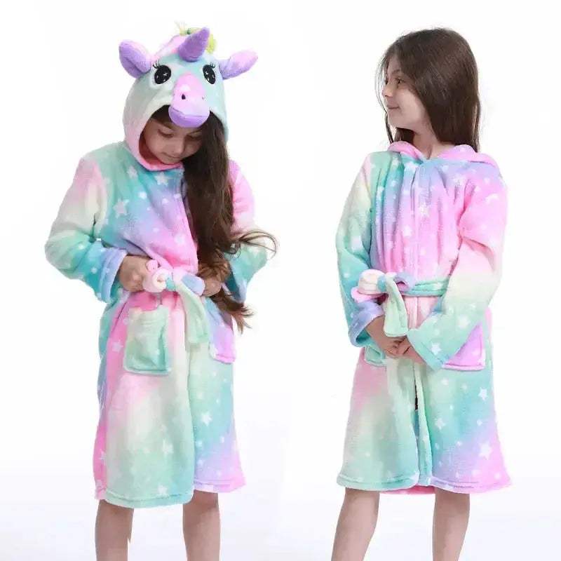 Adorable Pink Princess Bath Robe With Unicorn Print For Girls 7 To 13 - Image 10