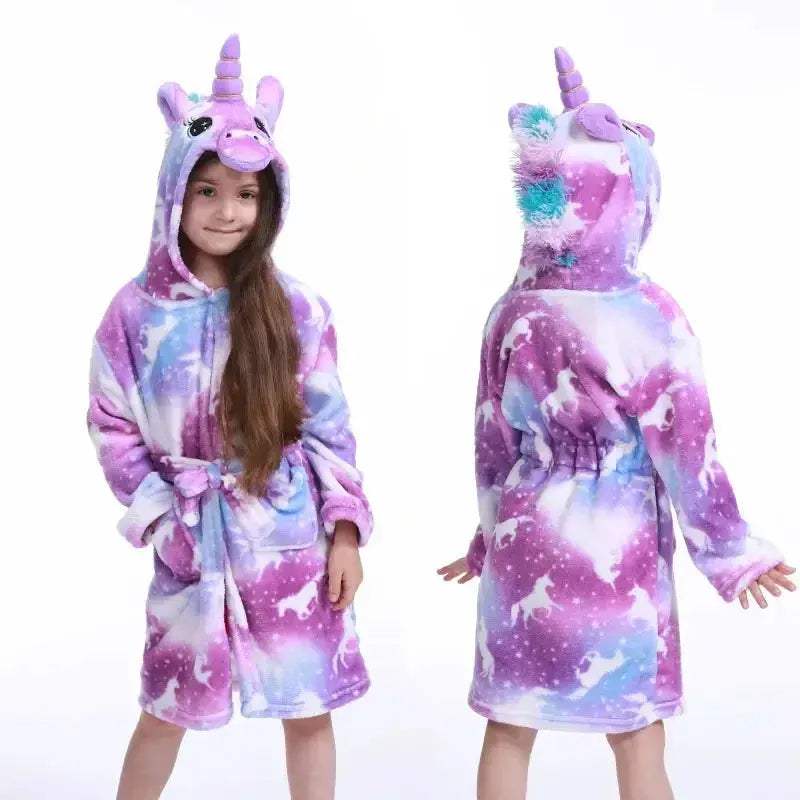 Adorable Pink Princess Bath Robe With Unicorn Print For Girls 7 To 13 - Image 12