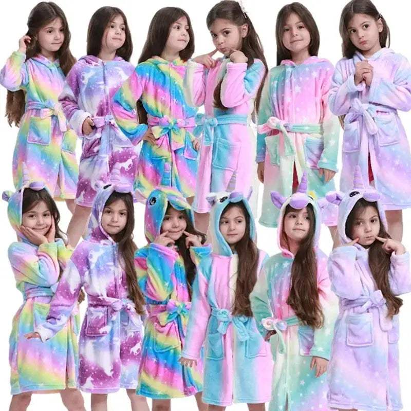 Adorable Pink Princess Bath Robe With Unicorn Print For Girls 7 To 13 - Image 6